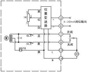 SKJ开关型角行程电动执行机构（电动执行器）电气接线图